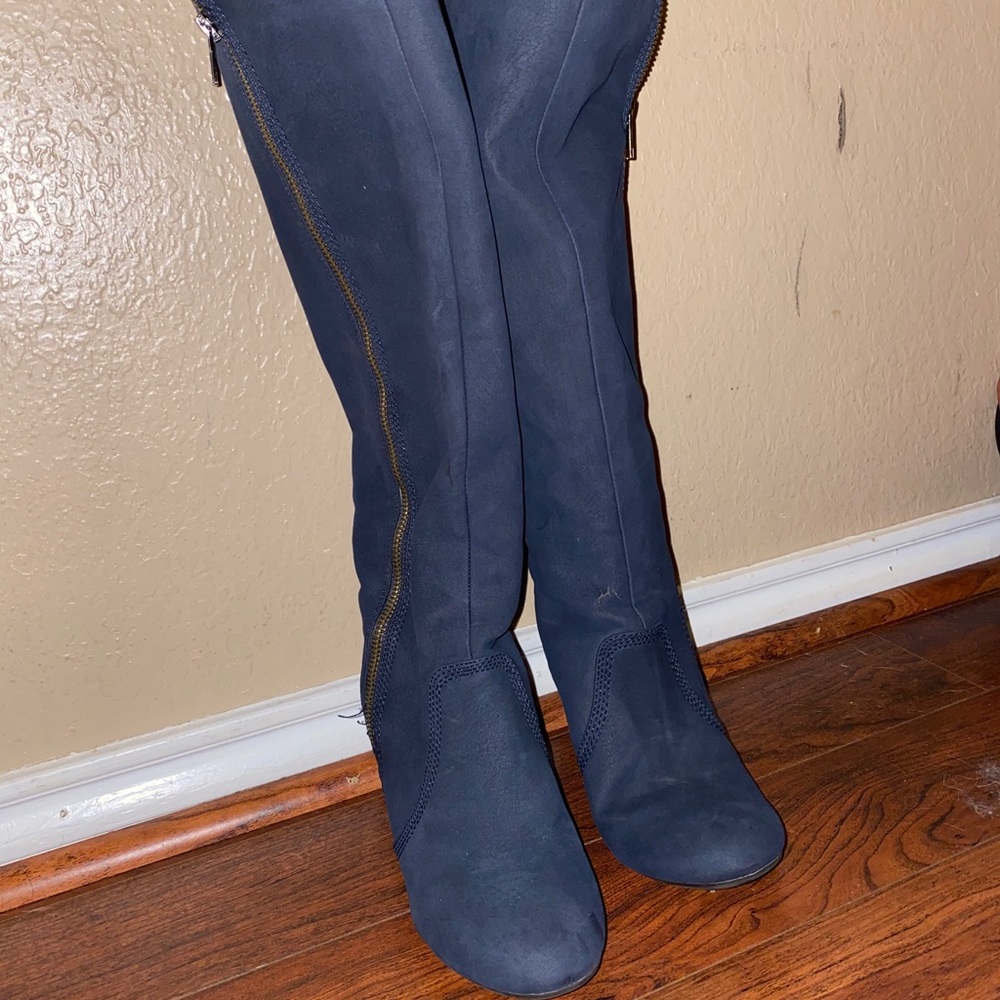 Fergalicious by Fergie Navy Wedge style boots